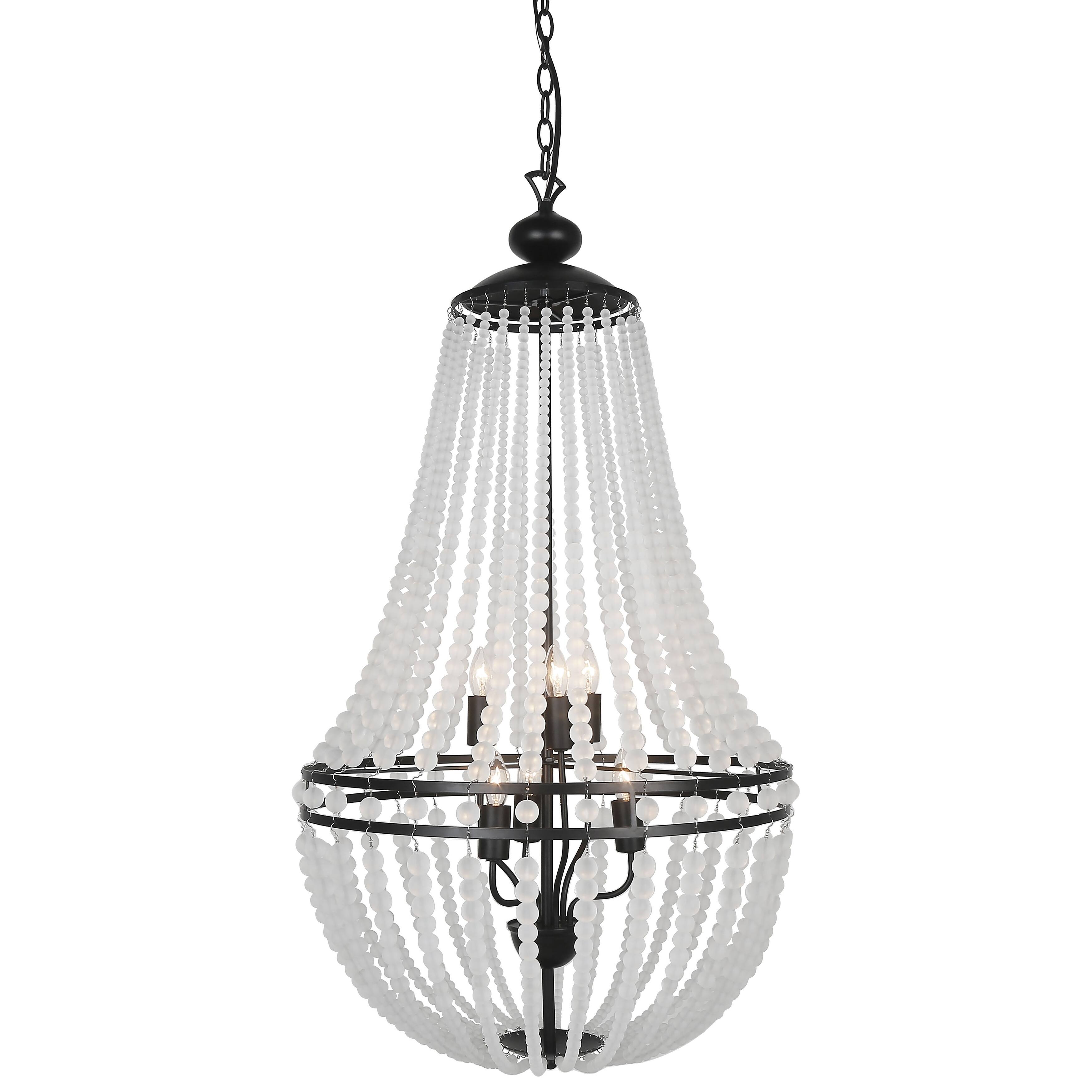 6LT Incan Chandelier Matte Black w/ Frosted Beads - Chandeliers For Bedrooms by Overstock.com
