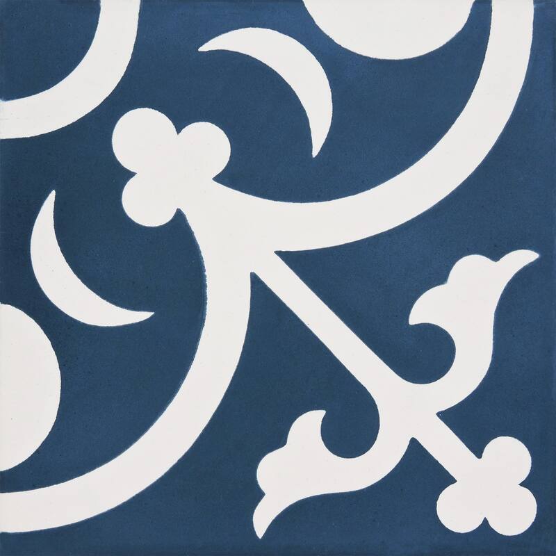 Handmade Nador in Navy Blue, White Tile, Pack of 12 (Morocco)