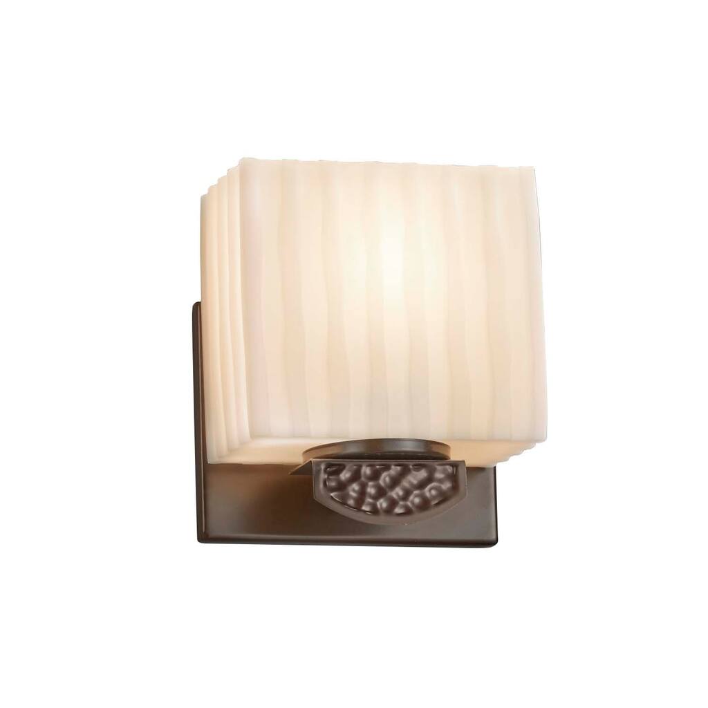 Justice Design Porcelina Malleo 1-light Dark Bronze Wall Sconce, Waterfall Shade