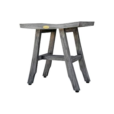 CoastalVogue Satori 18" Teak Shower Bench in Coquina Gray