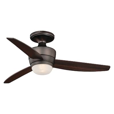 Adrian 44 In. Quiet Bronze Flush Ceiling Fan with LED Light Kit and Remote - 44-in W x 13-in H x 44-in D
