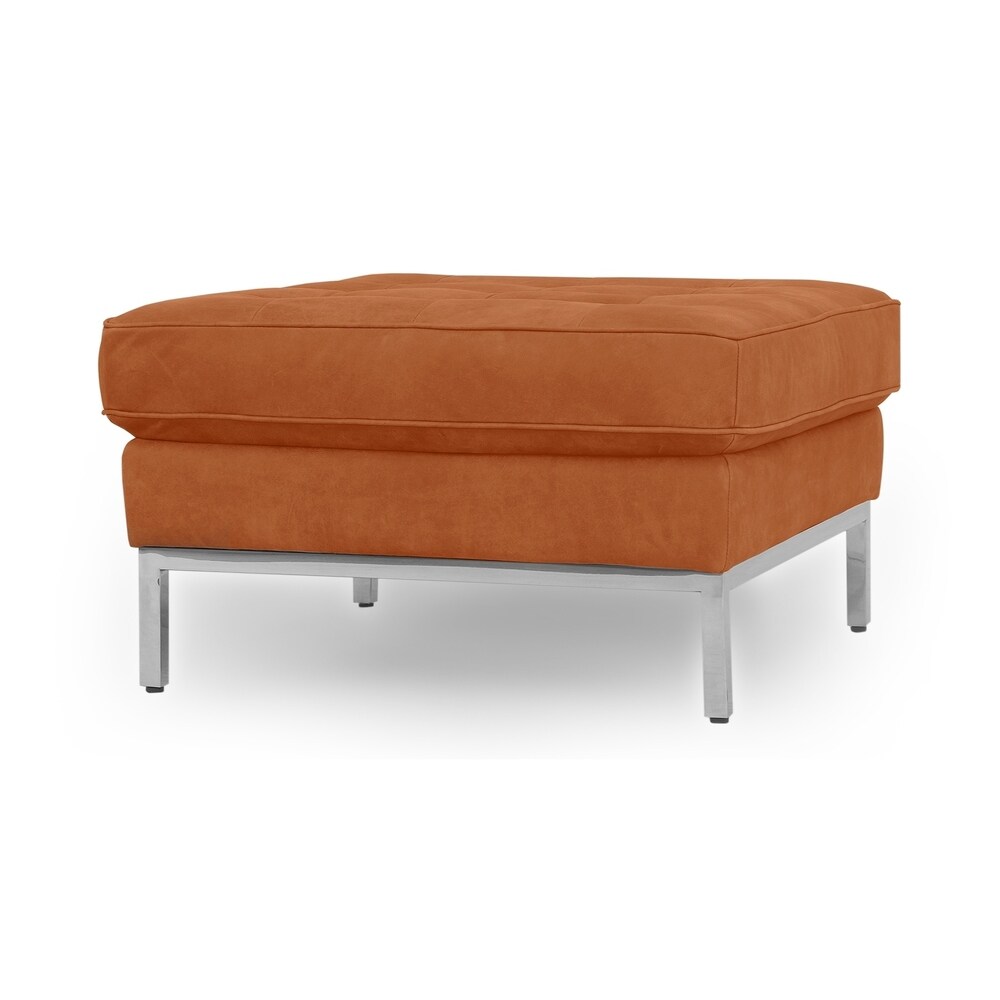 Overstock Florence Mid Century Modern Ottoman Full Grain Aniline Width 28 X Depth 28 X Height 16 Leather Night From Overstock Com Daily Mail