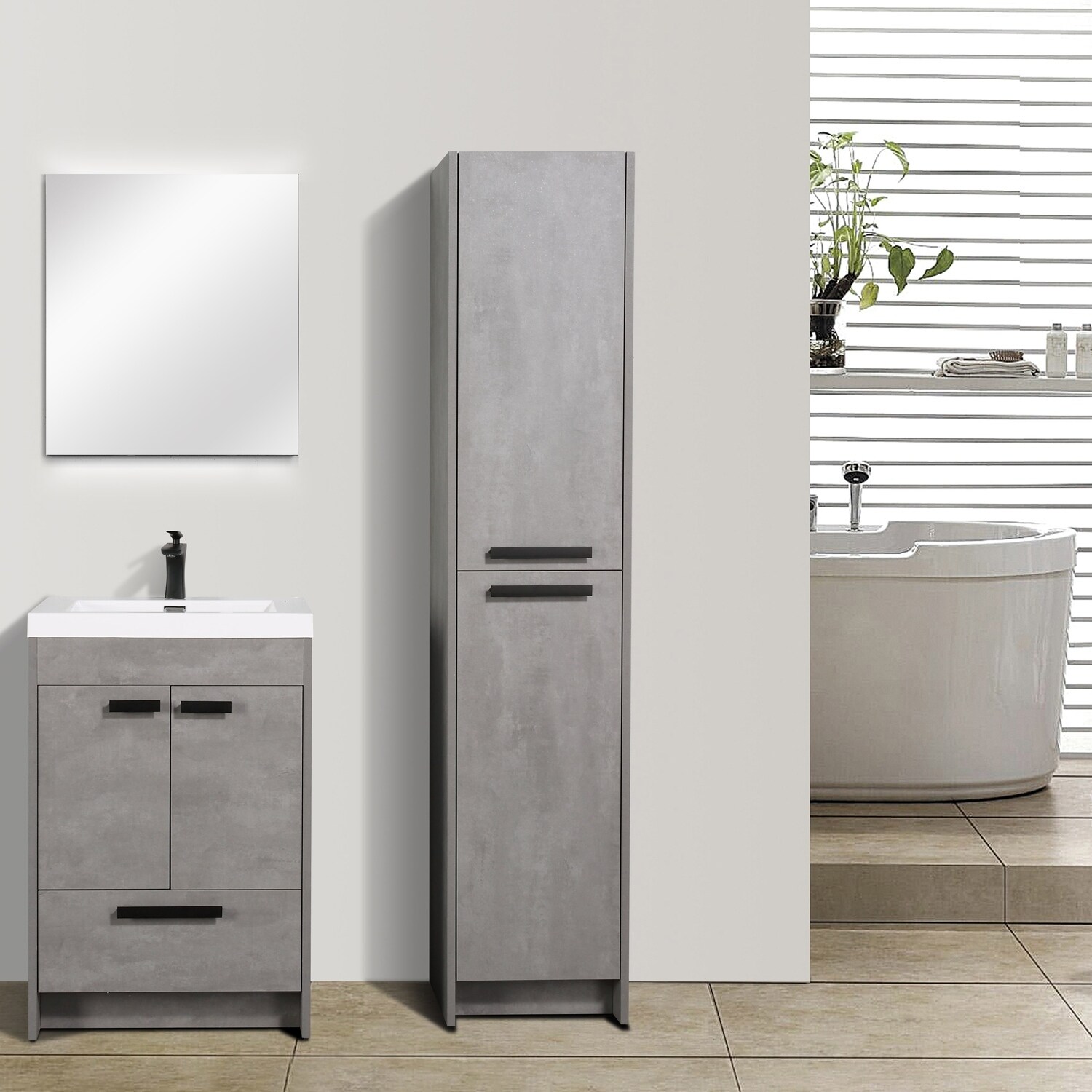 Eviva Lugano 24 Inch Cement Gray Modern Bathroom Vanity With White Integrated Acrylic Top Eviva Lugano 24 Inch Cement Gray Modern Bathroom Vanity With White Integrated Acrylic Top