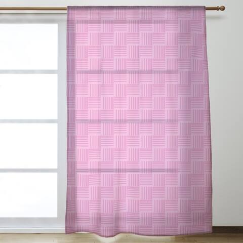 Monochrome Basketweave Stripes Sheer Curtains - 53 x 84 - 53 x 84