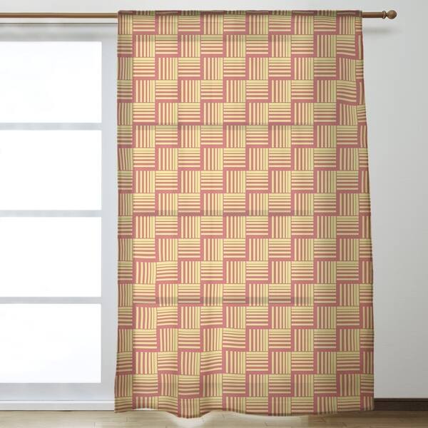 Shop Color Contrast Basketweave Stripes Sheer Curtains 53 X 84