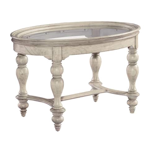 Oval Solid Wood Glass Top Coffee Table - Homestead