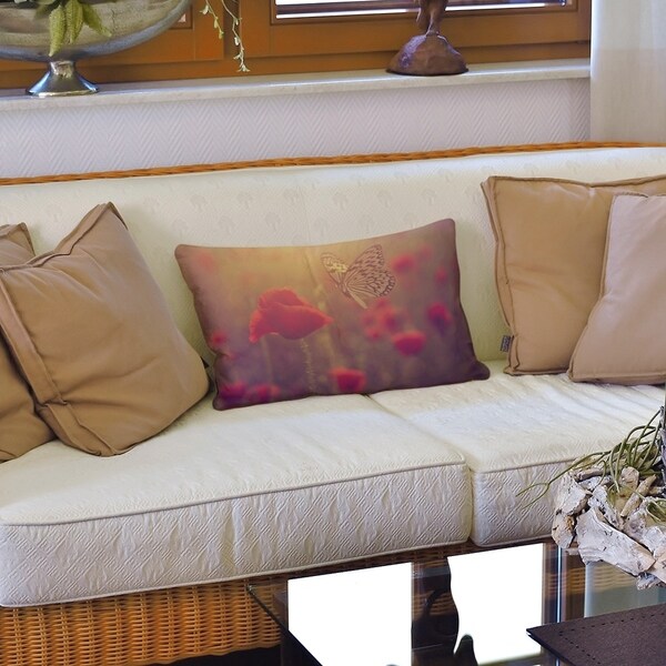 Classic Butterfly and Rose Lumbar Pillow