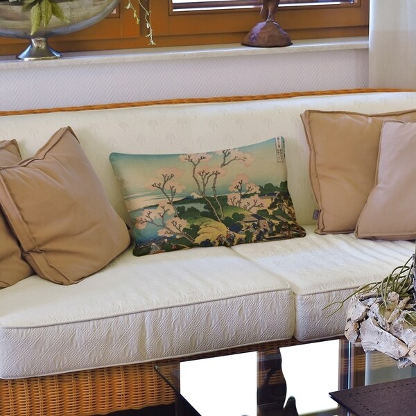 Mt. Fuji Through the Cherry Blossoms Lumbar Pillow