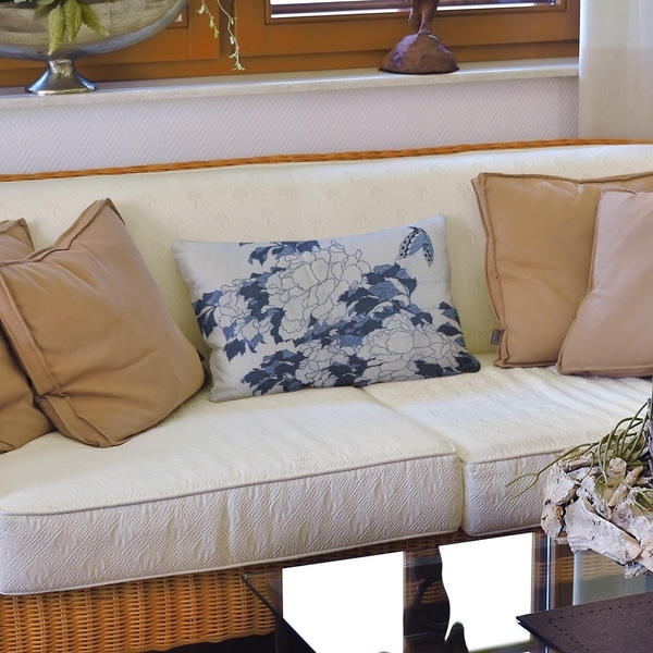 Peonies and Butterfly Lumbar Pillow