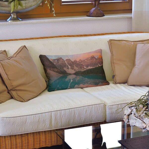 Valley and Mountains at Sunset Lumbar Pillow