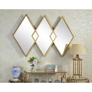 West Elm Style Diamond Gold Metal Wall Mirror - Bed Bath & Beyond ...