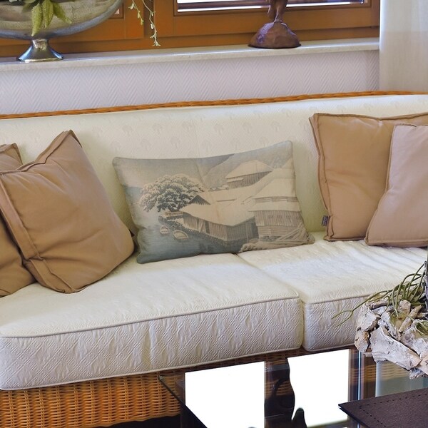 Evening Snow at Ishinomaki Lumbar Pillow