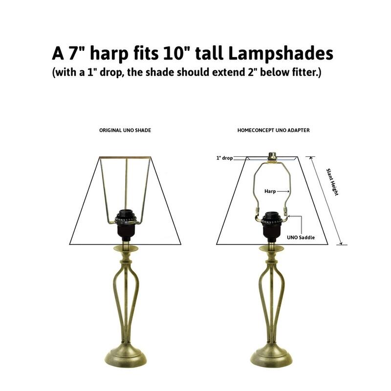 Slip Uno Adapter Converts your 11" high Lampshade to fit on Slip Uno Lamp Base (1 7/16" opening) - 8"h