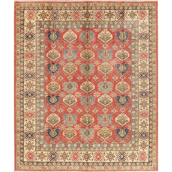 Kazak Oriental Hand Knotted Wool Pakistani Area Rug - 9'9" x 8'2"