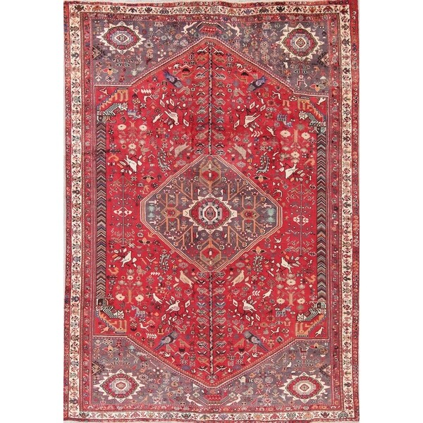Vintage Kashkoli Tribal Oriental Hand Knotted Wool Persian Area Rug - 9'8" x 6'6"