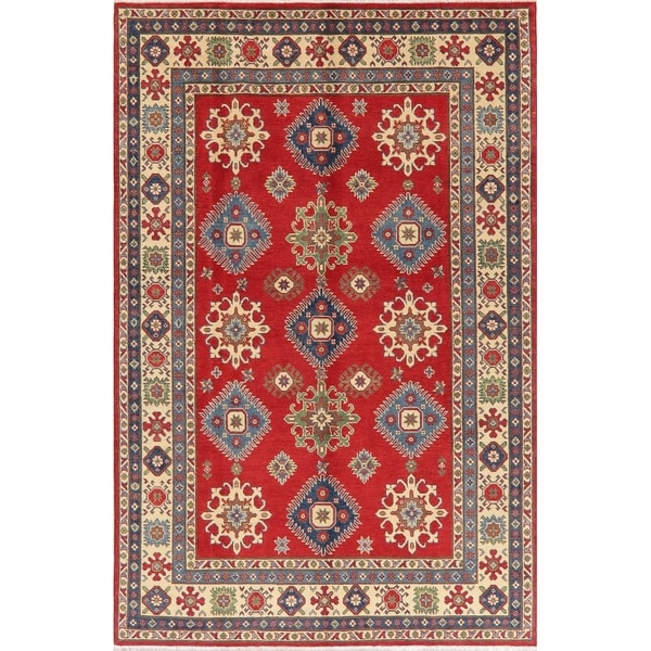 Kazak Oriental Hand Knotted Wool Pakistani Area Rug - 9'3" x 6'2"