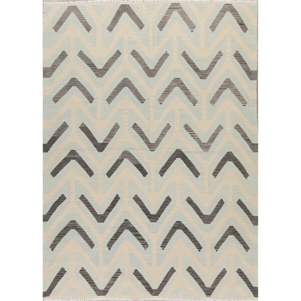Flatweave Kilim Oriental Hand Woven Wool Turkish Area Rug - 8'2" x 5'11"