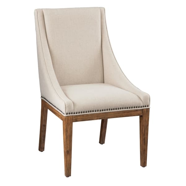 slide 2 of 2, Ivory Upholstered Solid Wood Sling-arm Dining Chair