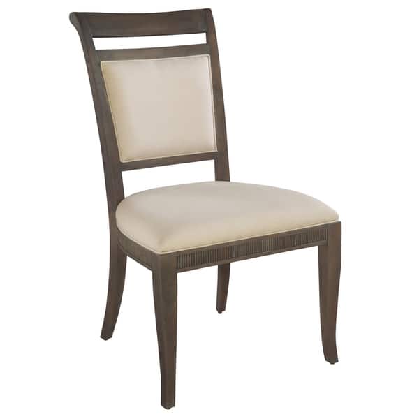 slide 2 of 2, Solid Wood Ivory Upholstered Side Dining Chair