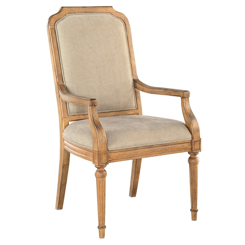 Brown Wood and Upholstry Dining Arm Chair
