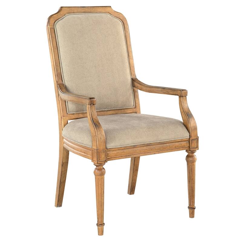 Brown Wood and Upholstry Dining Arm Chair