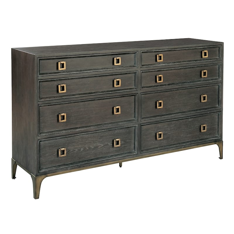 Brown Wood and Metal 8-drawer Bedroom Dresser