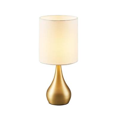 Versanora - Sarah Table Lamp with Touch Switch, Cream Fabric Shade, Polish Brass Finish, 15"H