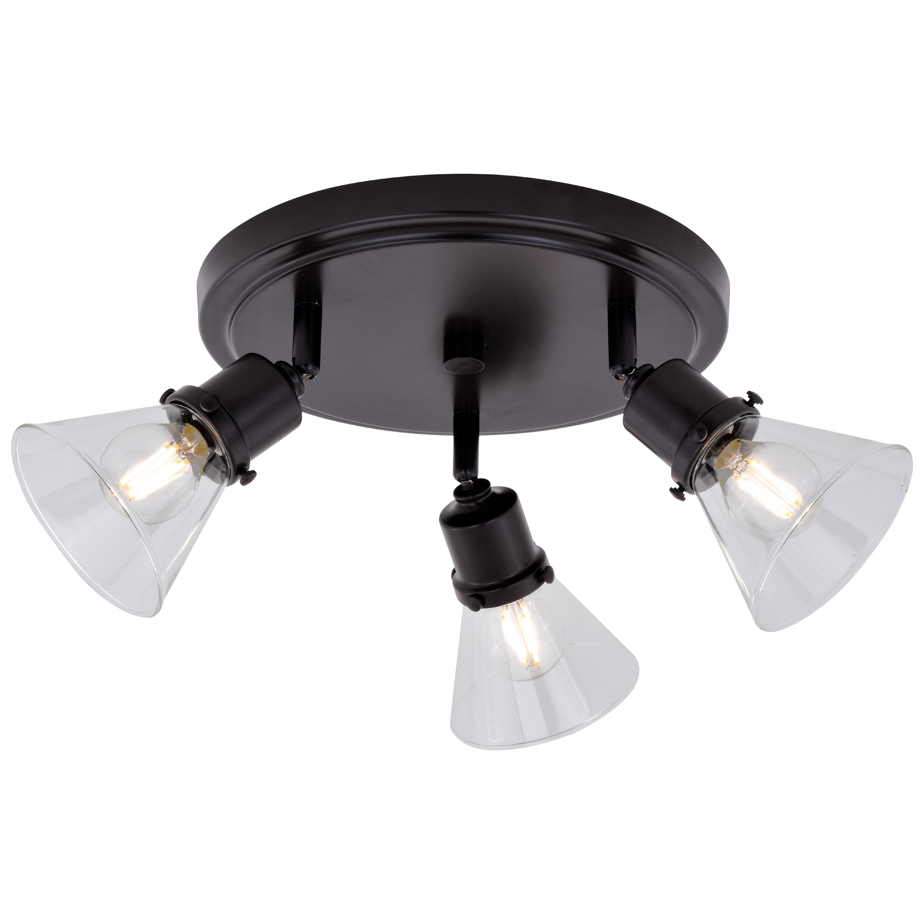 Fulton 3 Light Led Bronze Adjustable Ceiling Spot Light Clear Glass 11 In W X 7 25 In H X 11 In D Overstock 28386910