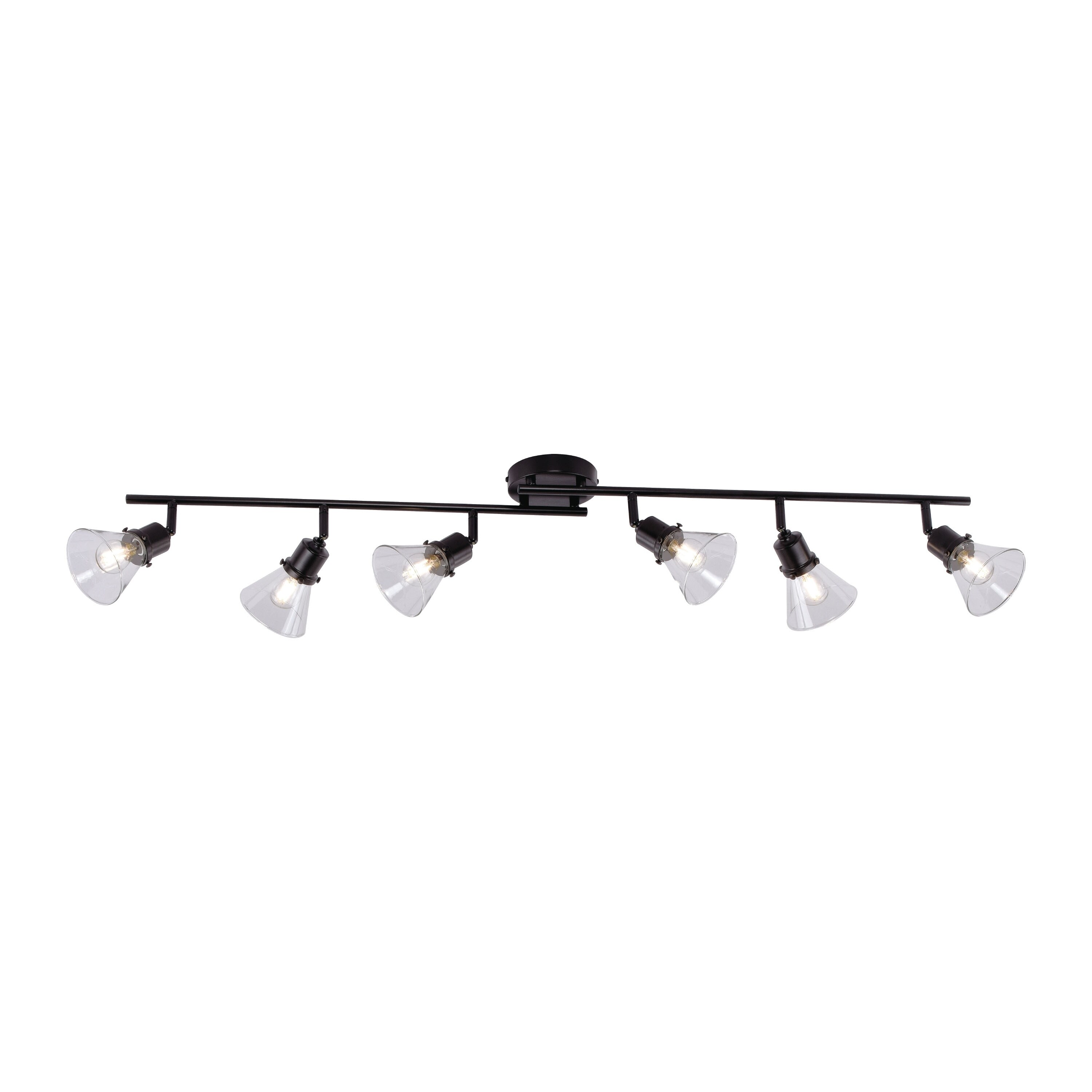 Fulton 6 Light Led Bronze Swing Arm Ceiling Spot Light Clear Glass 44 In W X 8 In H X 5 In D