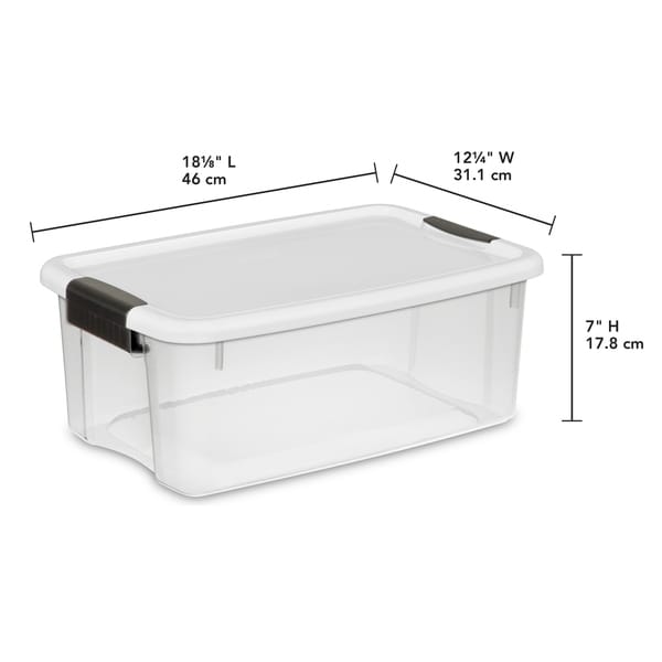 STERILITE 18 Quart Ultra Latch Boxes, Clear - Case of 6