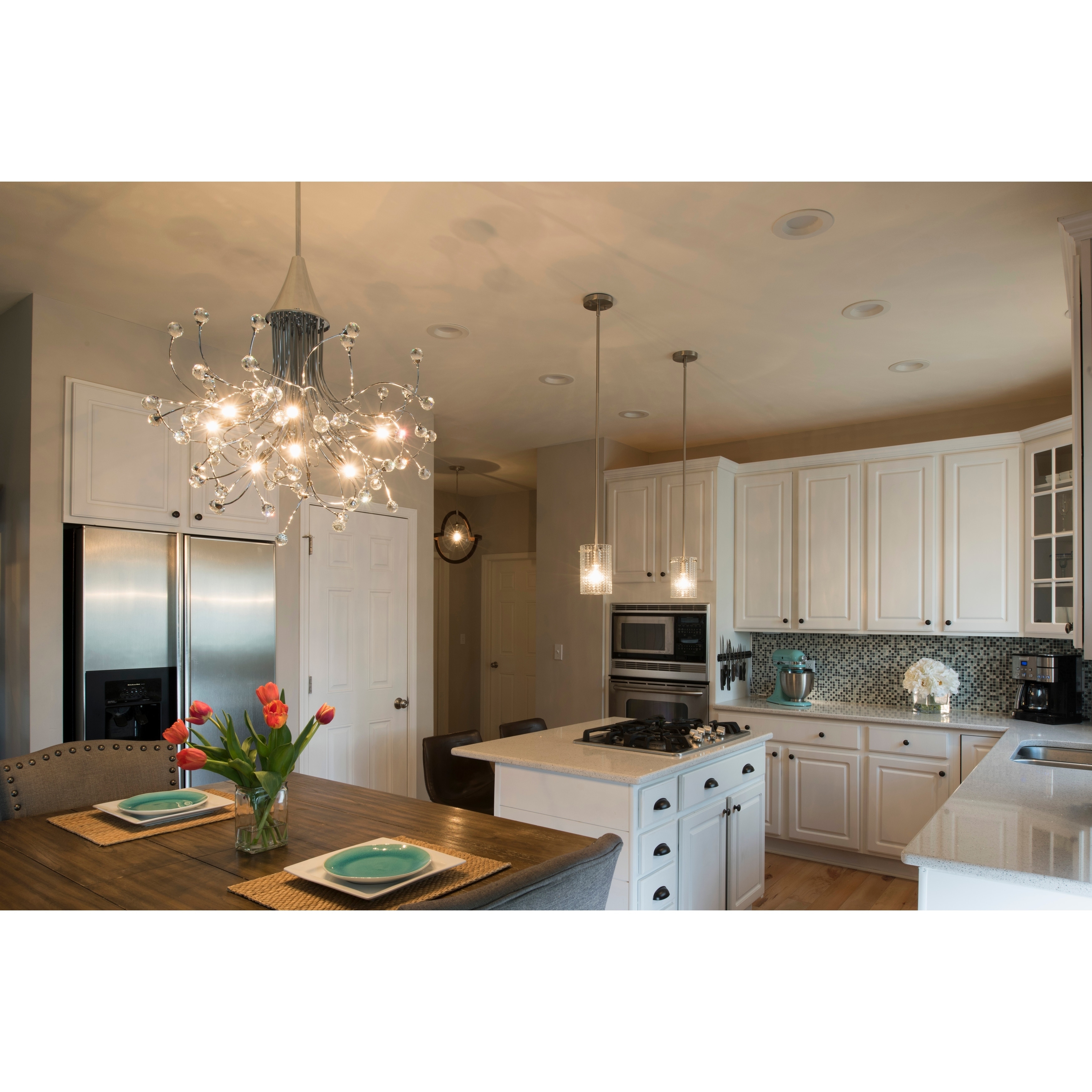 Astrid 9 Light Chrome and Crystal Chandelier - 29-in W x 33.5-in H x 29-in D - Chandeliers For Bedrooms by Overstock.com