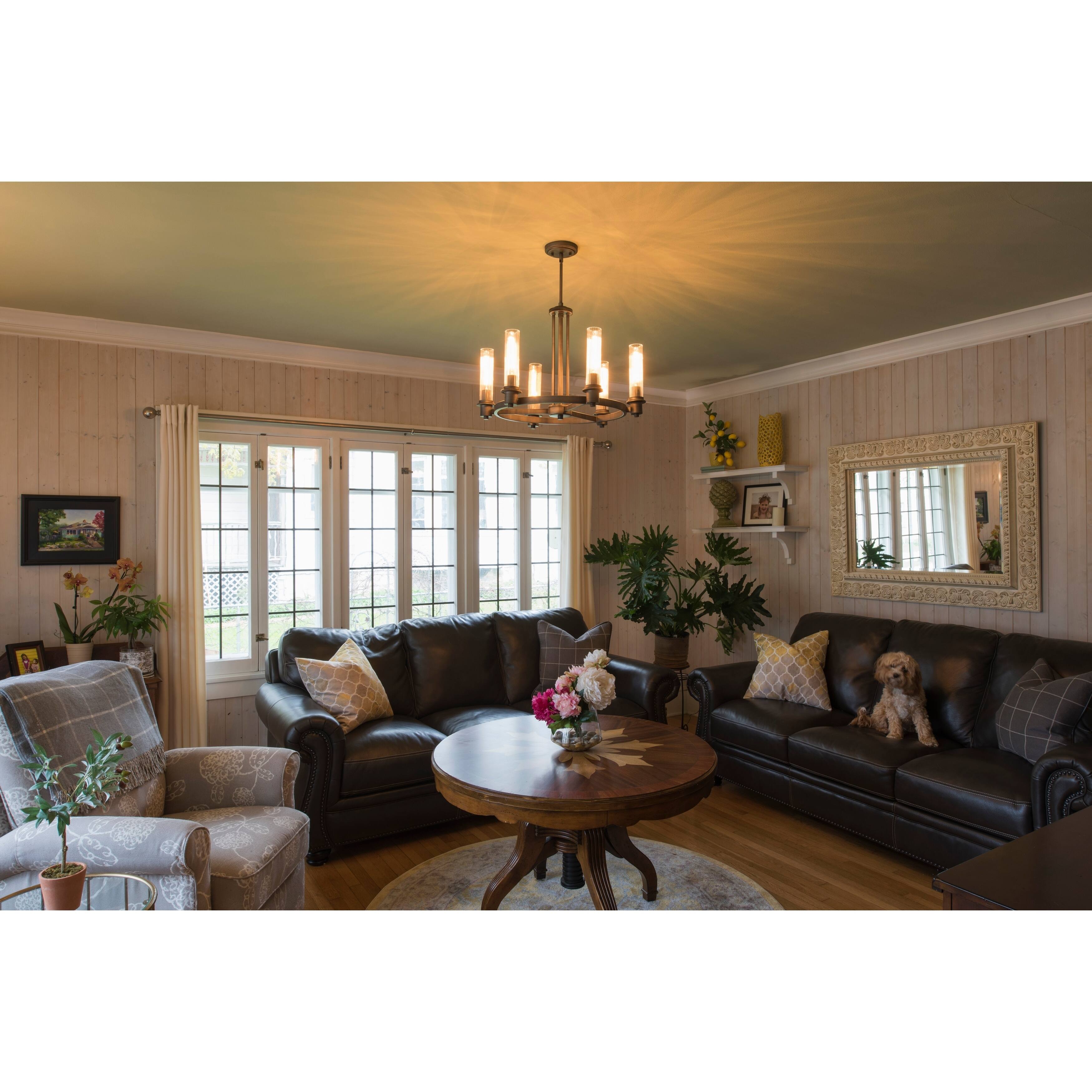 Astor 6 Light Black Industrial Wheel Chandelier - 26-in W x 23.38-in H x 26-in D - Chandeliers For Bedrooms by Overstock.com