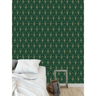 ART NOUVEAU GREEN AND GOLD Wallpaper By Kavka Designs - 24X48 - Bed ...