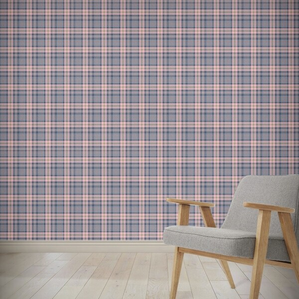 Skinny Pink And Blue Plaid Wallpaper By Northern Whimsy 24x48