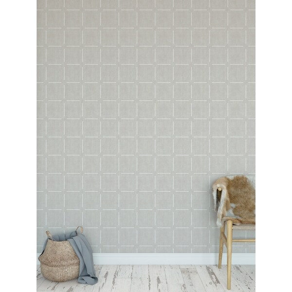 BLOCK PRINT SIMPLE SQUARES GREY Peel and Stick Wallpaper By Kavka