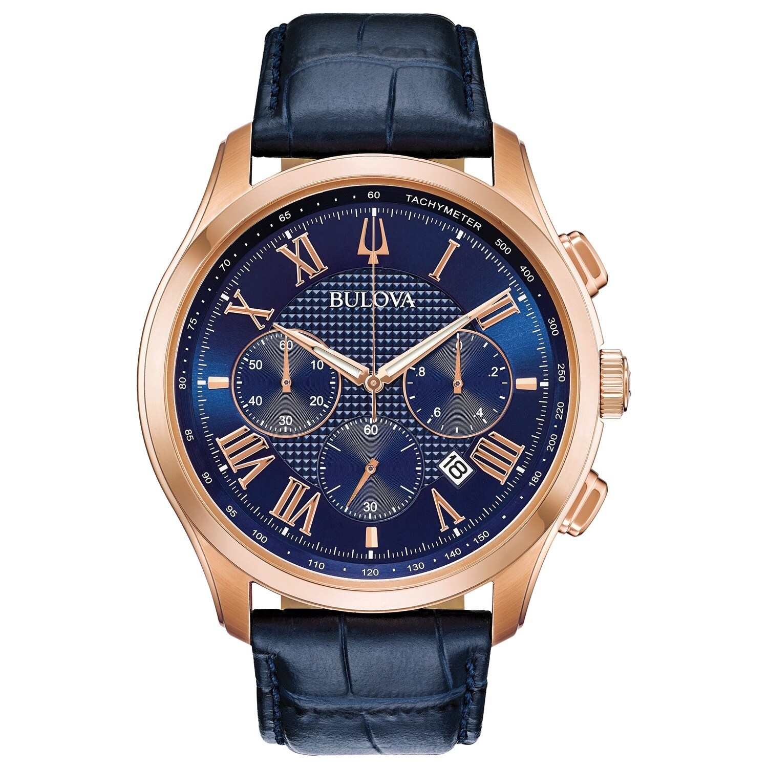 navy leather watch