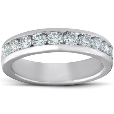 Platinum 1 Ct TDW Diamond Wedding Ring Channel Set Womens Anniversary Band