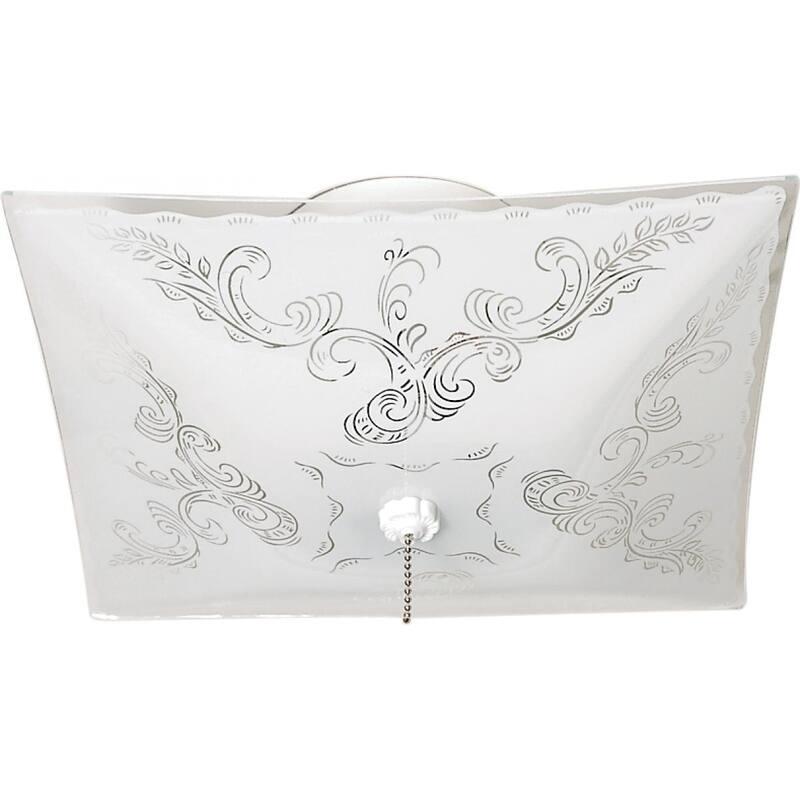 2-Light Square Flush W/Pull Chain