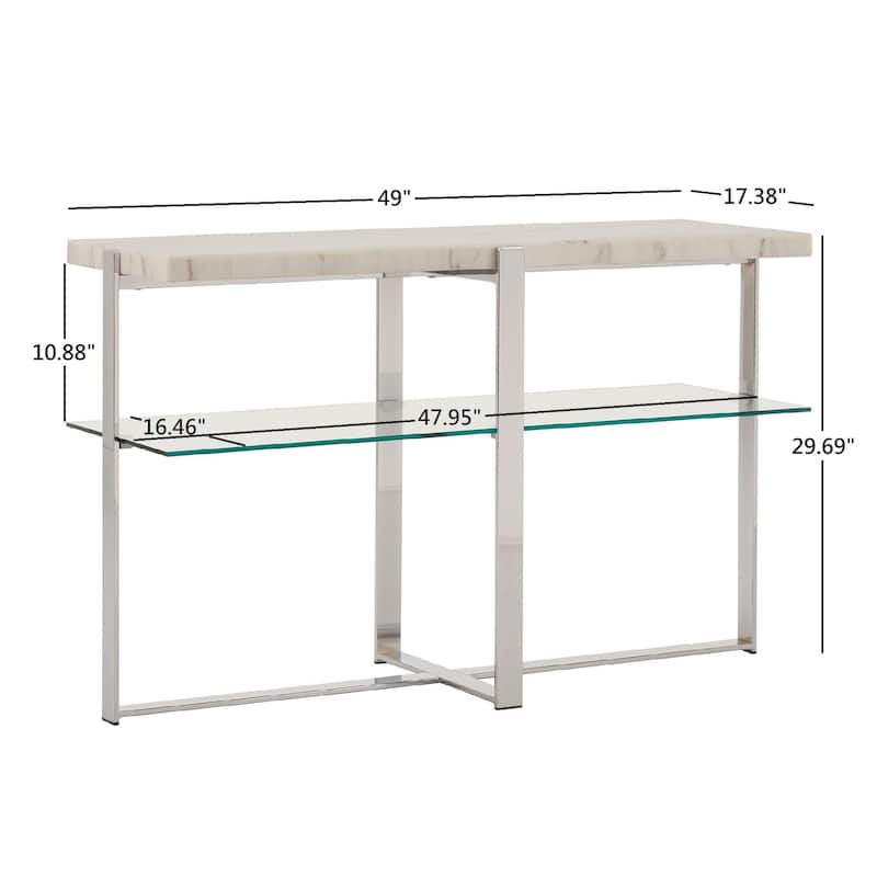 Azel Marble-top Chrome Framed Sofa Table by iNSPIRE Q Modern