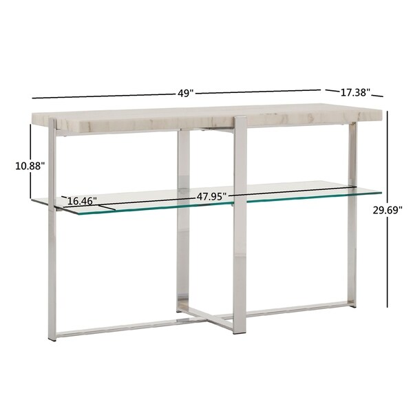 Silver Orchid Bellamy Marble-top Chrome Framed Sofa Table - Overstock