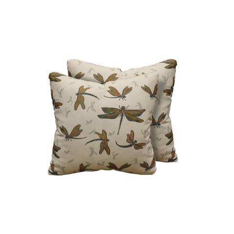 Jewel Wing Outdoor Throw Pillows Square Set of 2