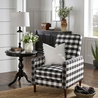 grey and white plaid chair