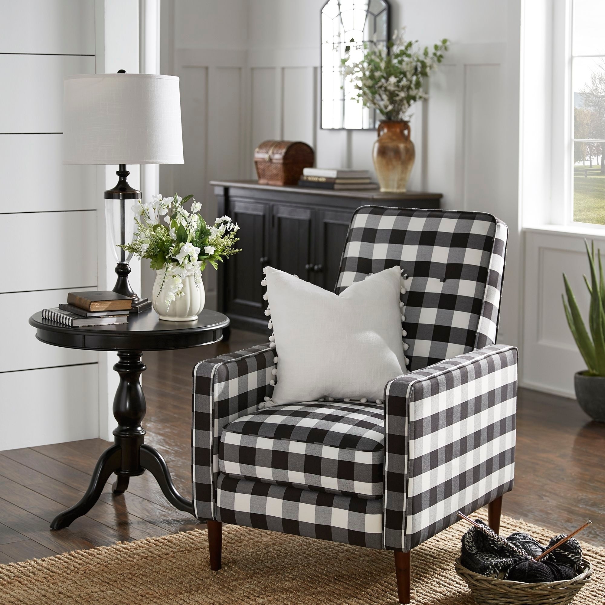 farmhouse buffalo check accent chair