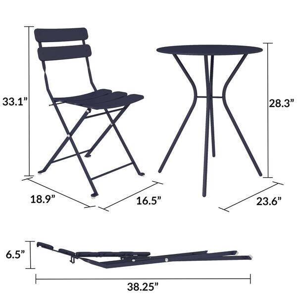 COSCO Outdoor Living 3 Piece Bistro Set with 2 Folding Chairs