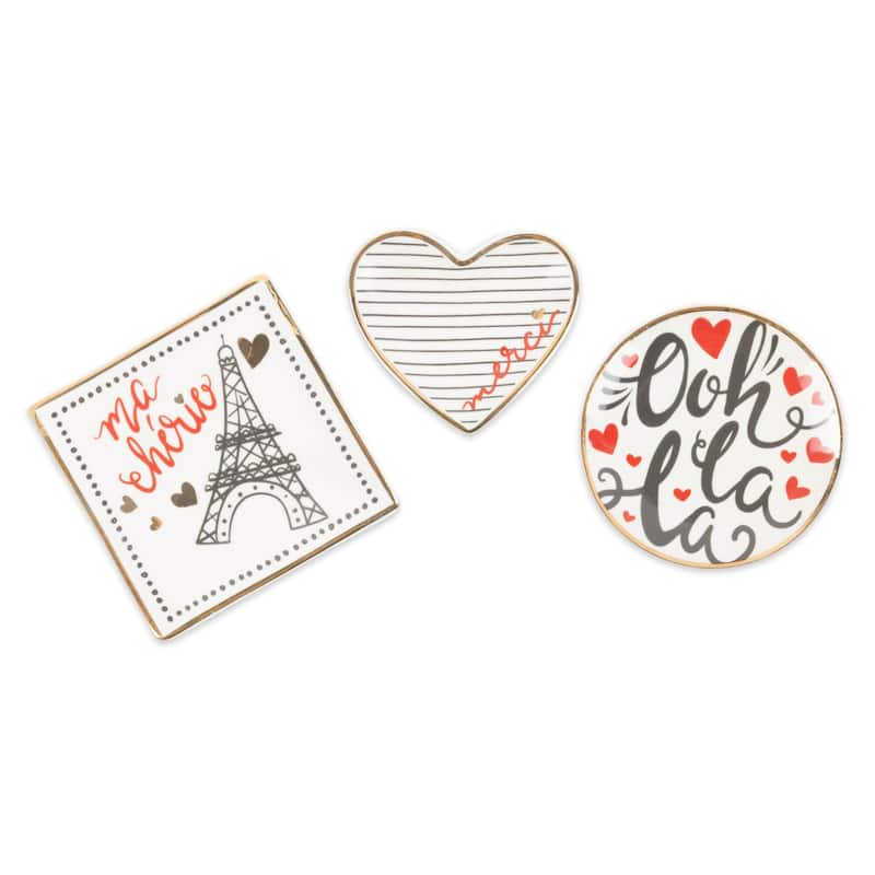 DII I Love Paris Catchall (Set of 3) - Assorted Set of 3 - Assorted Set of 3 - White