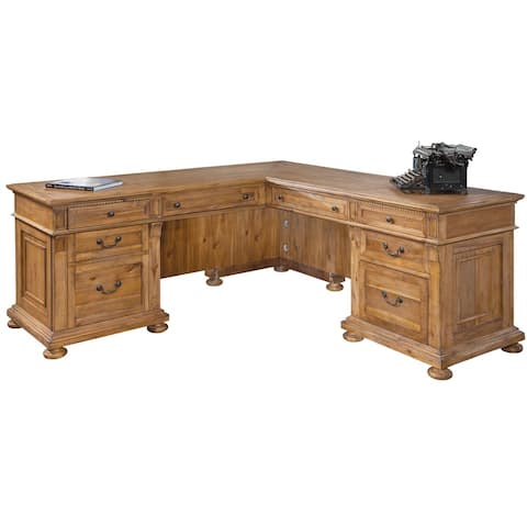 Solid Wood L-shape Executive Office Desk - Home Office