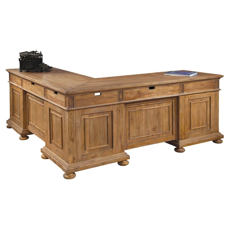Solid Wood L-shape Executive Office Desk - Home Office