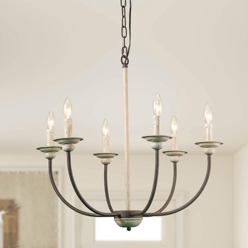 Furtie 6-Light Antique White Rustic Chandelier Ceiling Lights - Chandeliers For Bedrooms by Overstock.com