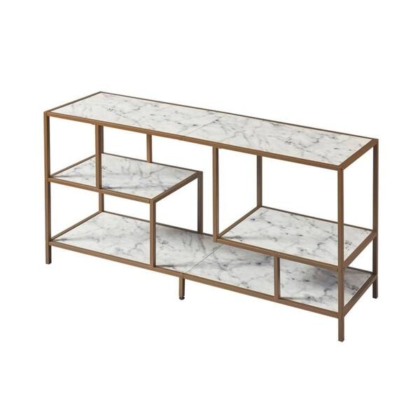 72 Marmo Large 5 Tier Display Shelf Faux Marble/Brass - Teamson Home