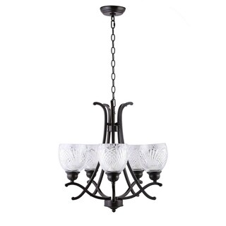 CO-Z Oil Rubbed Bronze Chandelier with Clear Cross Grain Glass Shade (4 to 6 - Single) - Chandeliers For Bedrooms by Overstock.com